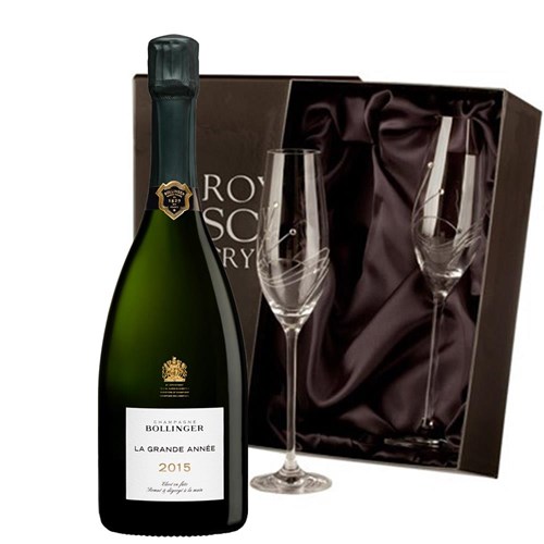 Bollinger Grande Annee 2015 Vintage 75cl With Diamante Crystal Flutes